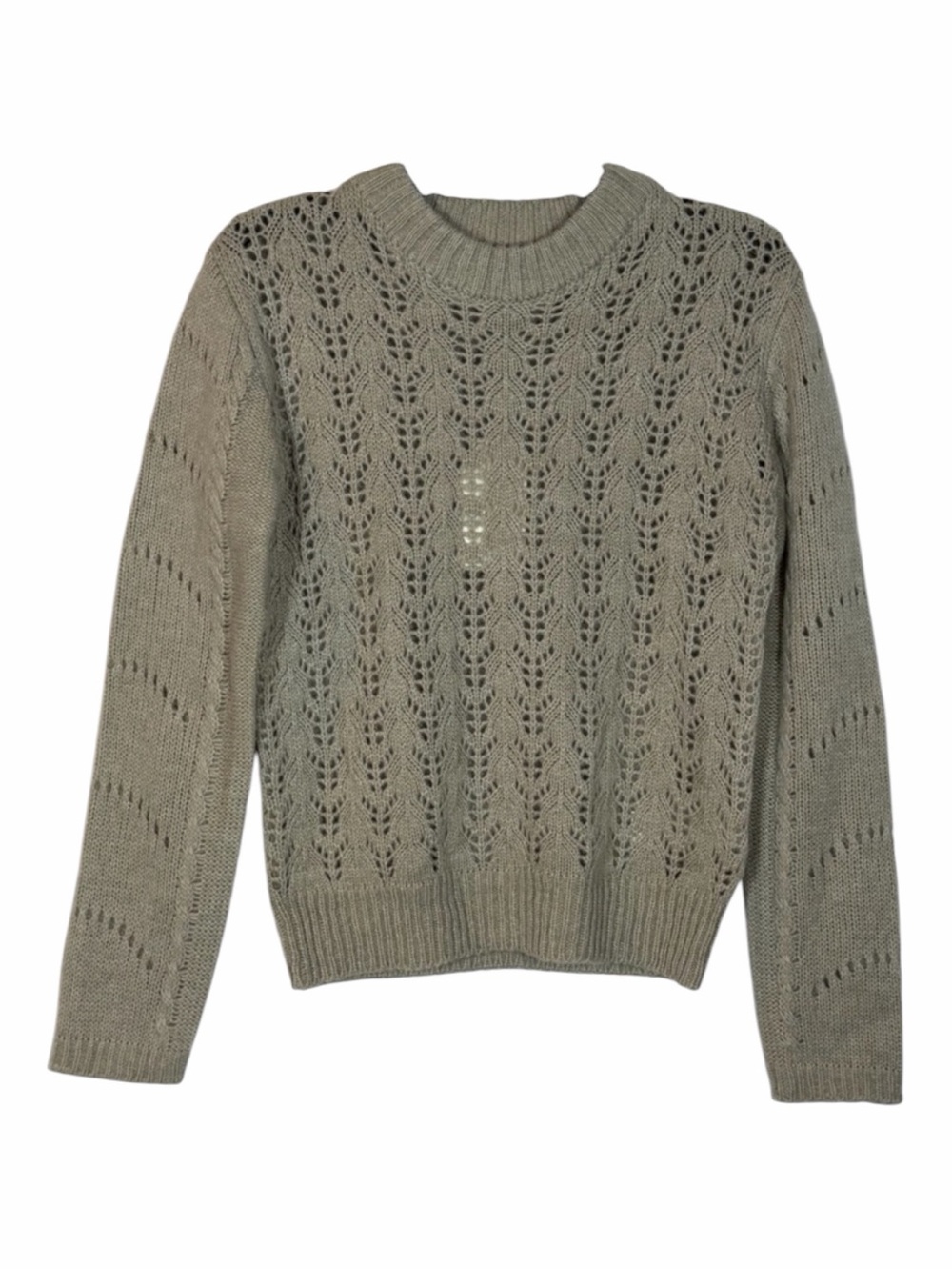 English Factory Women’s NWT Eyelet “Fuzzy Knit Sweater” Heather Gray. Size Small